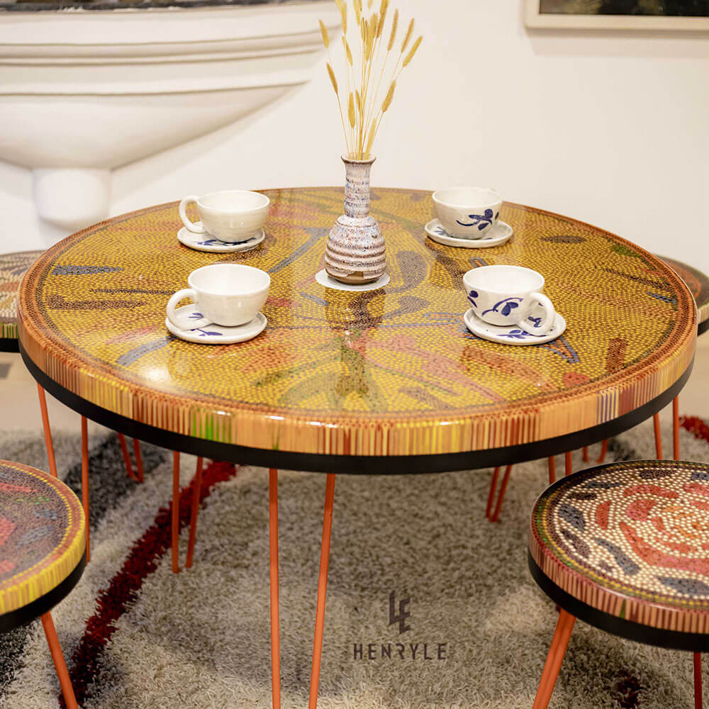 Golden Autumn Colored-Pencil Coffee Table