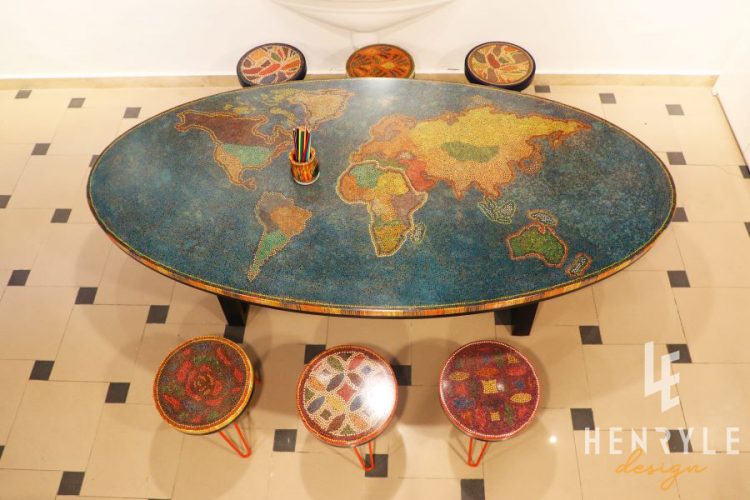 The World Map Colored Pencil Coffee Table 1