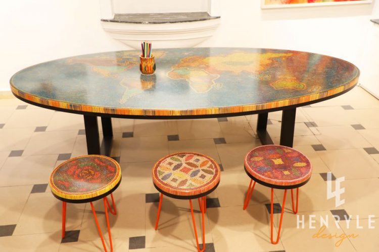 The World Map Colored Pencil Coffee Table 4
