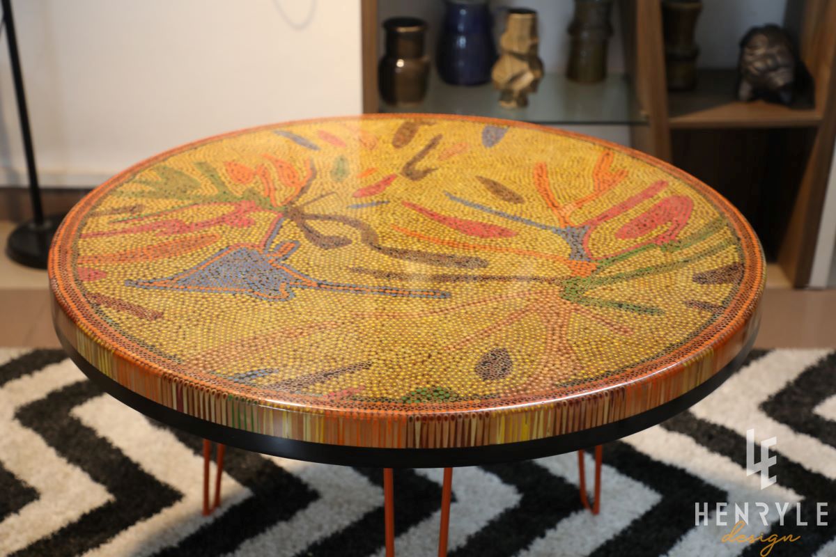 golden autumn round colored-pencil coffee table 1