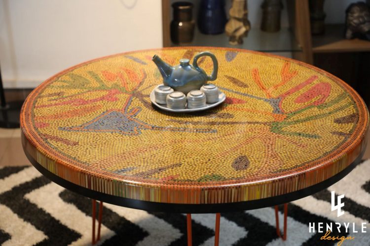 golden autumn round colored-pencil coffee table 6