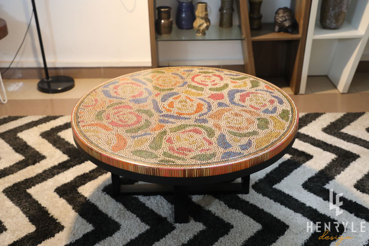 rose garden round colored pencil coffee table 1