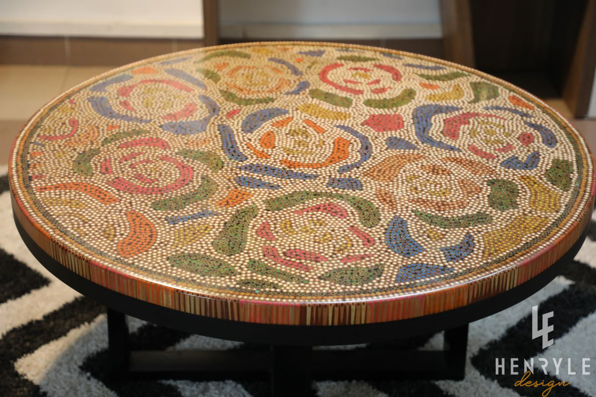 rose garden round colored pencil coffee table 2