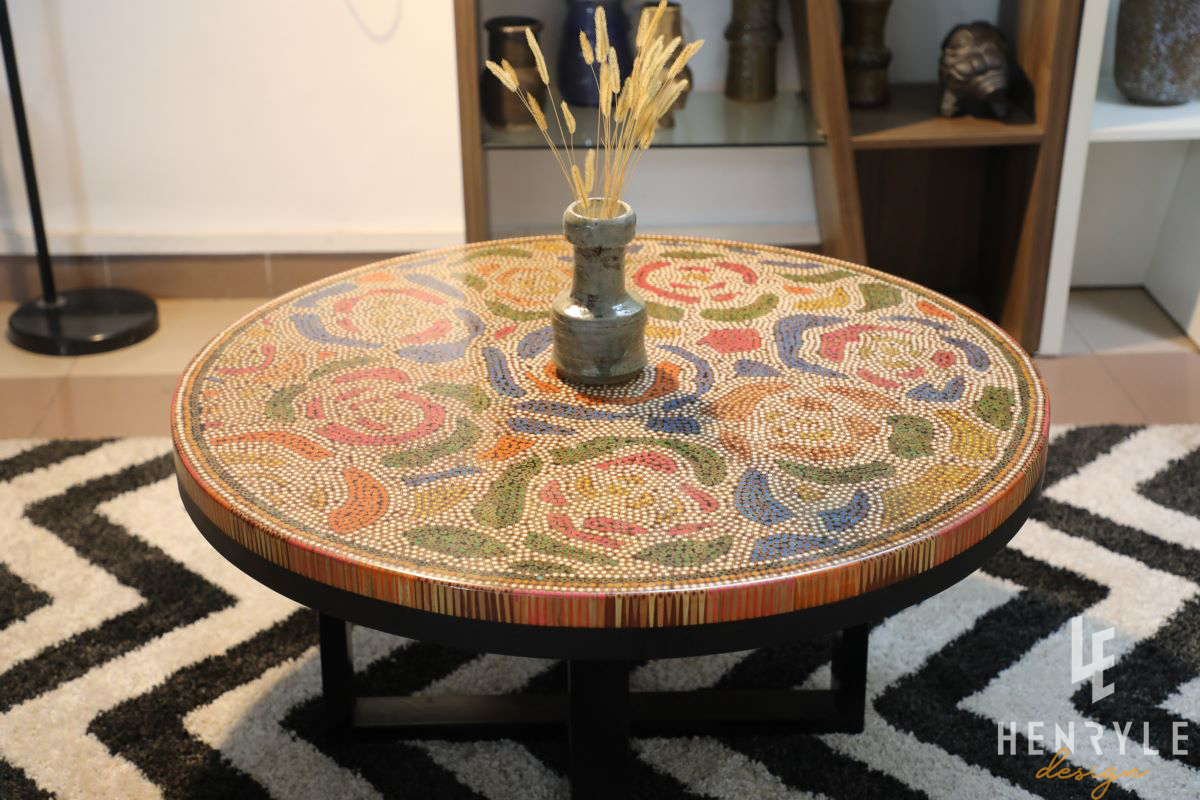rose garden round colored pencil coffee table 5